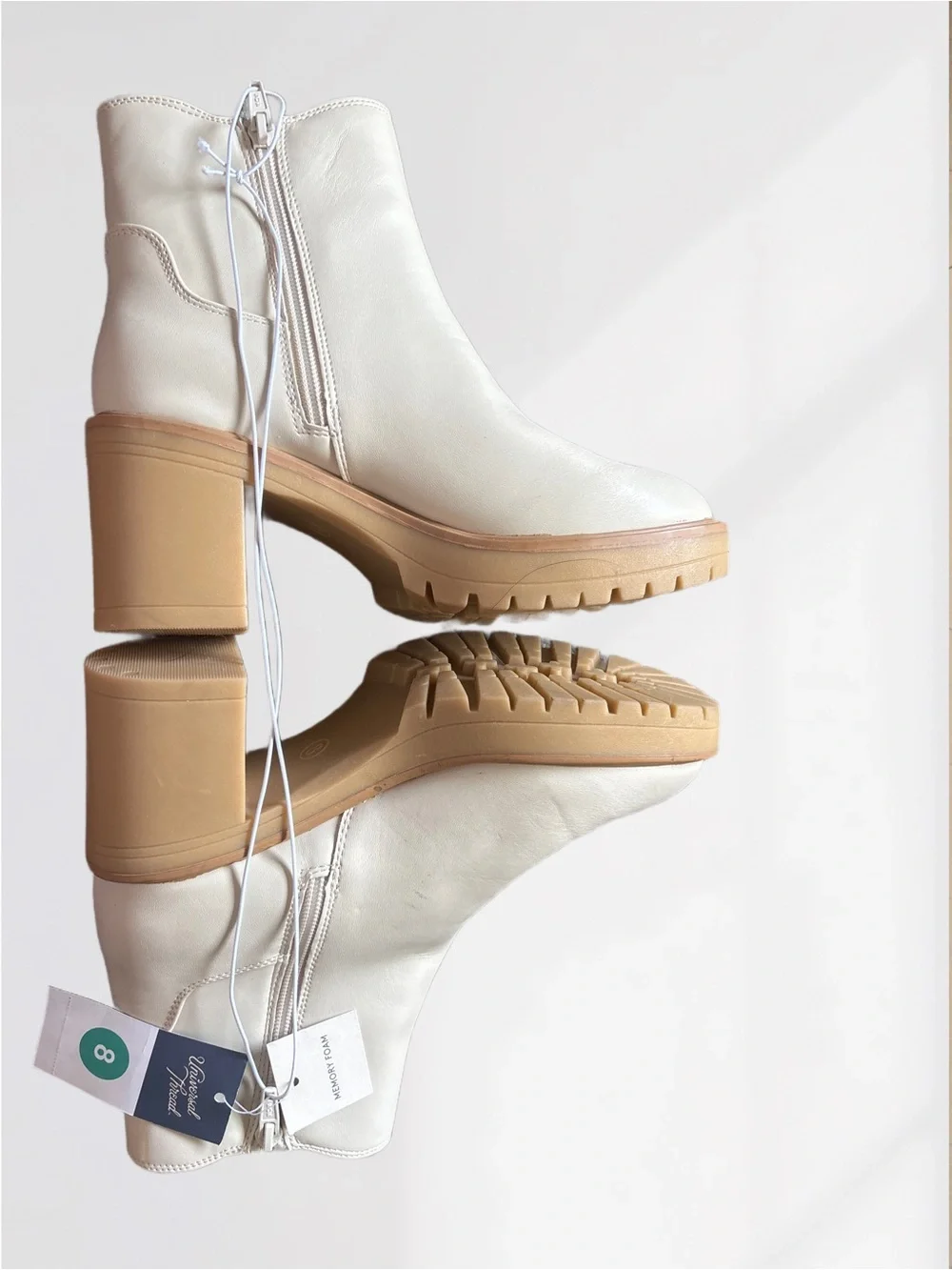 Universal Thread Cream FauxLeather Block Heel Ankle Booties